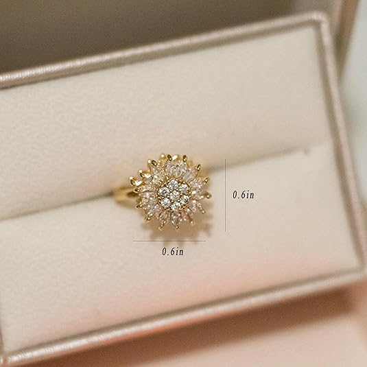 🌻 Anillo Girasol Elegancia Dorada