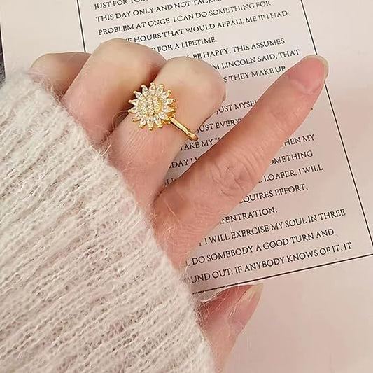 🌻 Anillo Girasol Elegancia Dorada